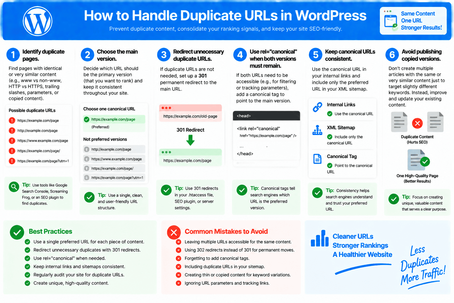 How to handle duplicate URLs in WordPress